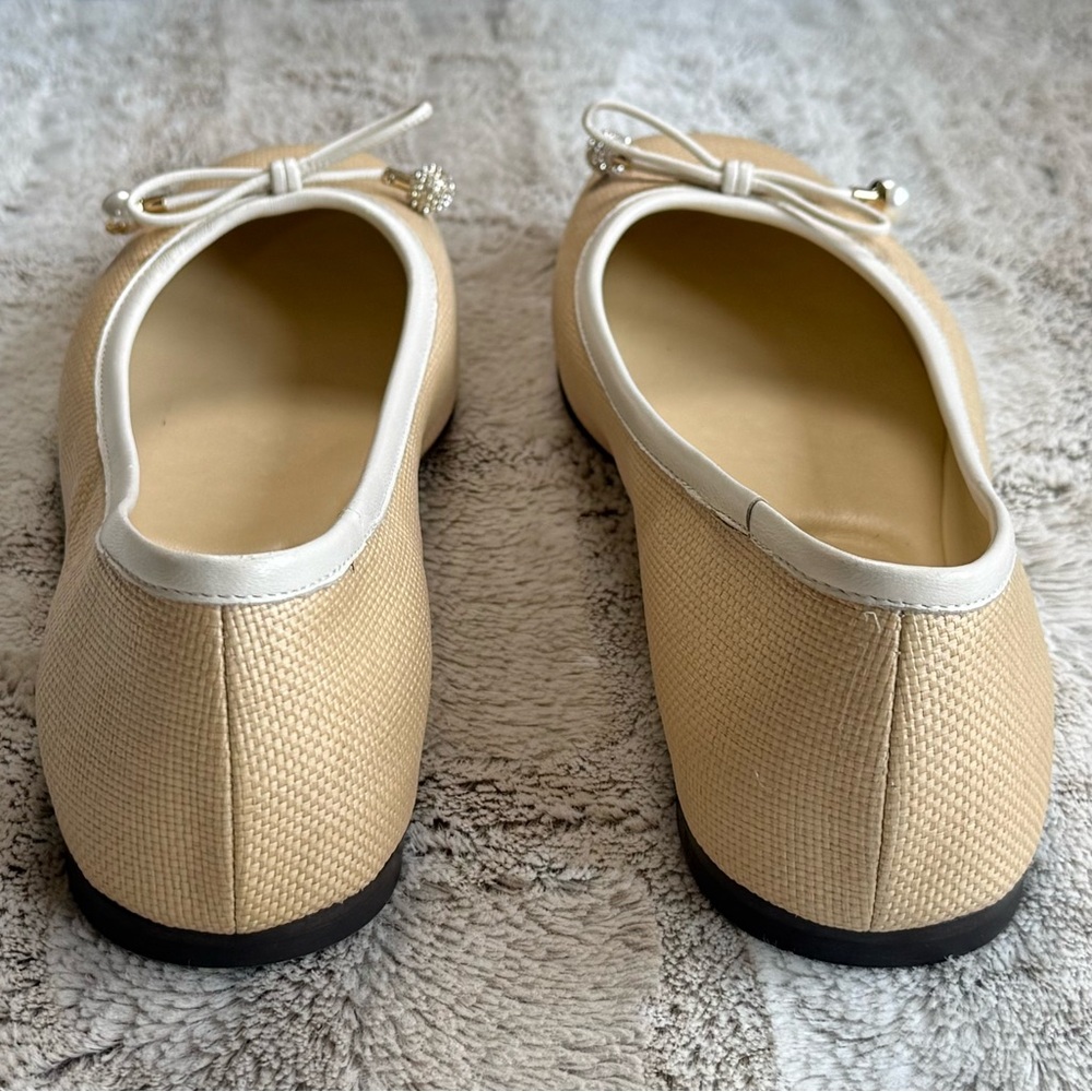 JIMMY CHOO Elme embellished leather-trimmed raffia ballet flats Size IT 39.5 - Picture 11 of 15